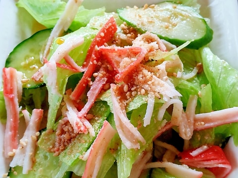 レタスきゅうりカニカマの中華風サラダ